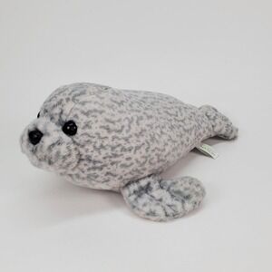 Aurora Destination Nation Spotted Seal Plush Grey White Harbor Seal 12" 915242